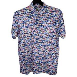 TailorByrd Golf Polo Shirt Mens M Geometric Golf Tees Short Sleeve Stretch